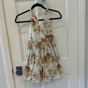 Polo by Ralph Lauren Floral Kids Dress - Cream with Red and Green